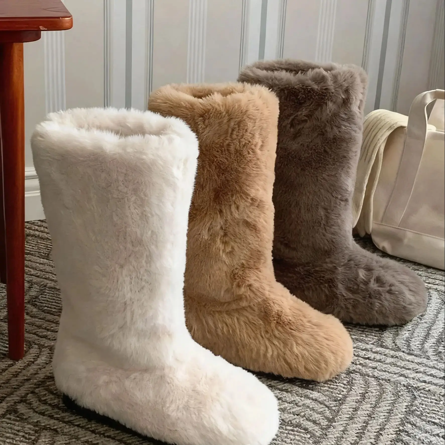 

Designer Round Toe Snow Booties Winter Comfortable Shoes Soft Material Upper Non-Slip Sole Comfy Shoes