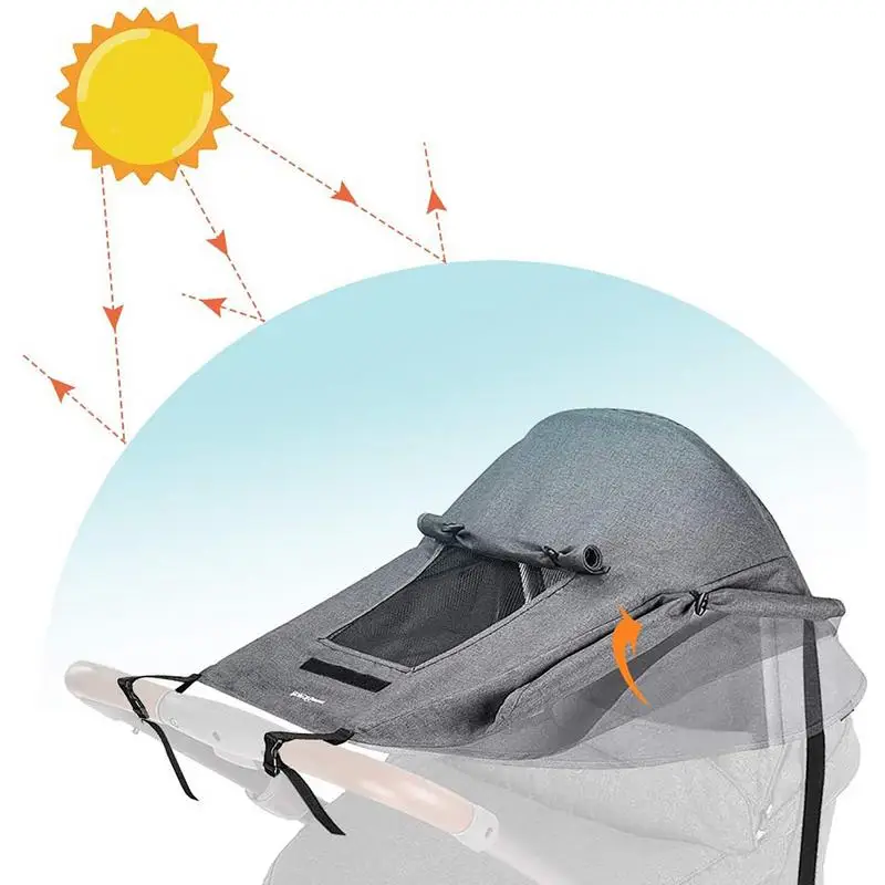 

Stroller Umbrella Baby Stroller Sun Shade Cover Waterproof Blackout Blind Anti-UV Protection Pram Canopy Sunshade With Mesh