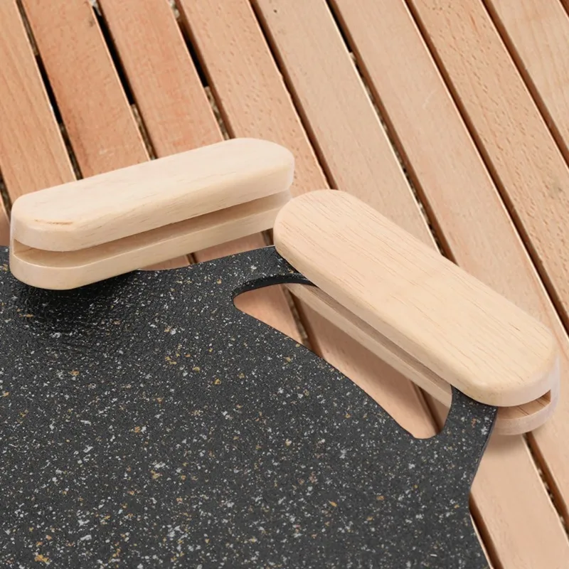 

Solid Wood Pan Insulated Handle Heat Resistant 2Pcs Portable BBQ Plate Handle for Cookware Sauce Pan Sauteing Grilling Pan