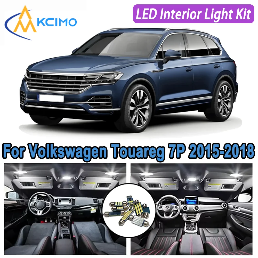 

Kcimo LED For Volkswagen Touareg 7P (2015-2018) Premium Bright LED Interior Dome Map Trunk Light Kit Car Led Lamps Canbus Lamps