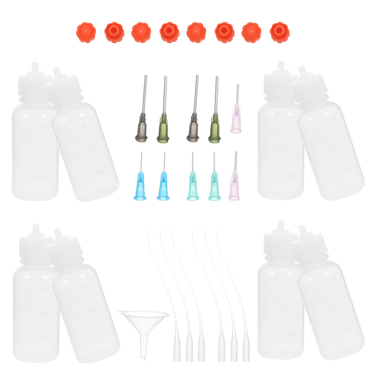 

1 set 30ml Dropper Dispensing Bottle Plastic Squeeze Glue Applicator Needle Tips Portable Funnels Household Daily Bottle