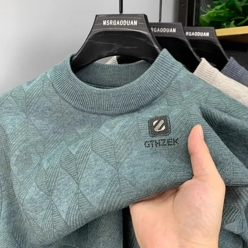 

Thiened Fce круглый вязаный свитер Ne, мужской модный теплый топ, пуловер для папы среднего возраста, удобная повседневная одежда