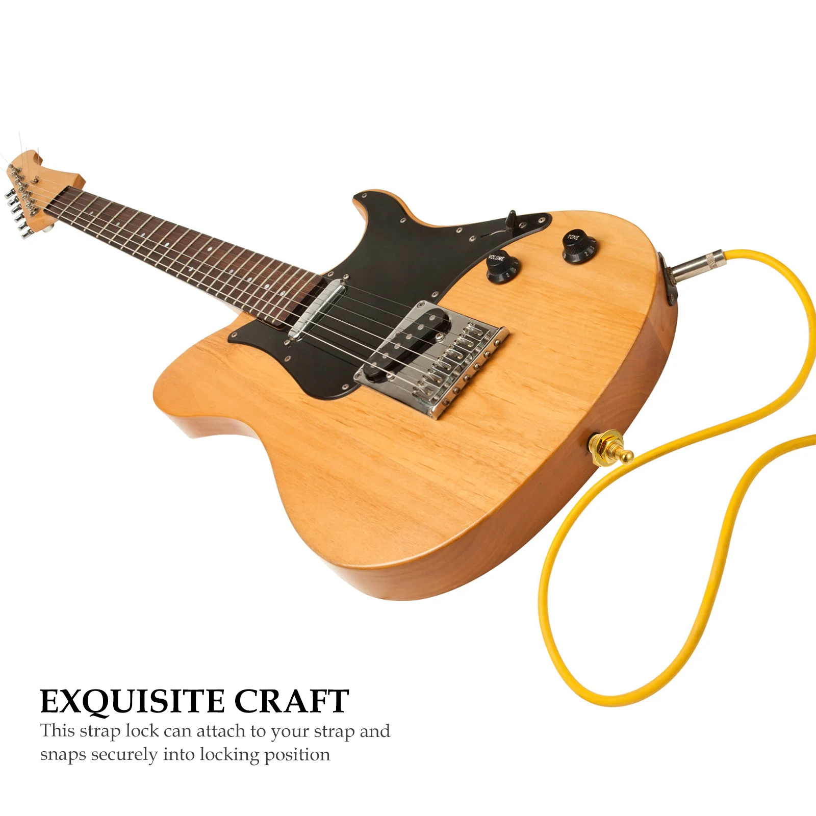 

2 Pcs Guitar Anti-slip Tail Nails Studs Strap Locks Bottons Electric Bass Golden Plating Alloy
