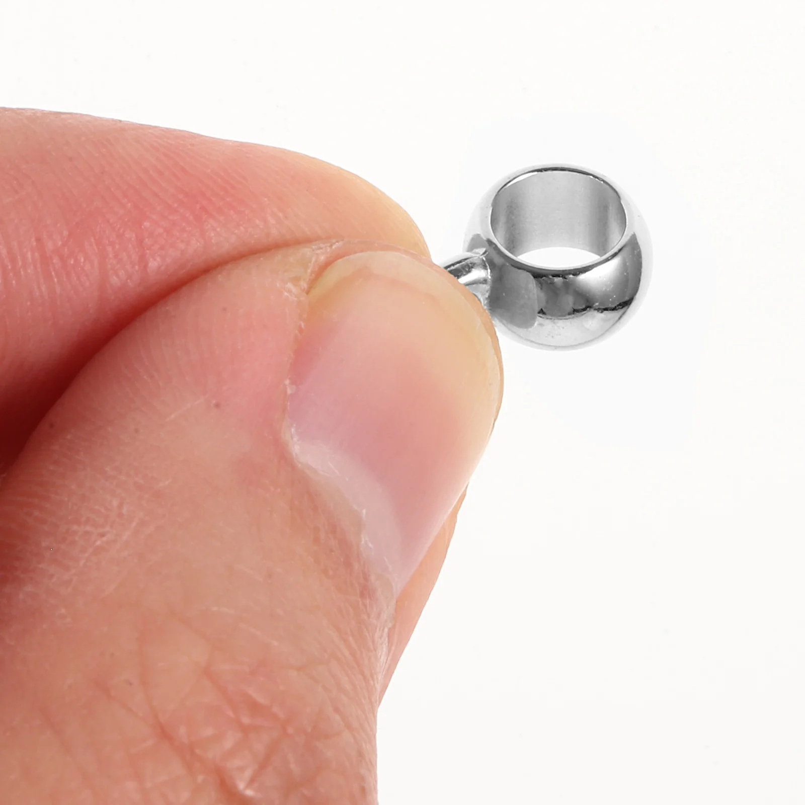 

100Pcs Hanging Pendant Set 6Mm 10Mm Silver Big Hole Beads DIY Necklace Pendant Accessories for Women Girls Stylish Jewelry Craft