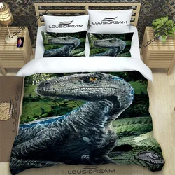 3D Jurassic Park Cartoon Comforter Bedding Set,Duvet Cover Bed Set Quilt Cover Pillowcase,King Queen Size Bedding Set for Child