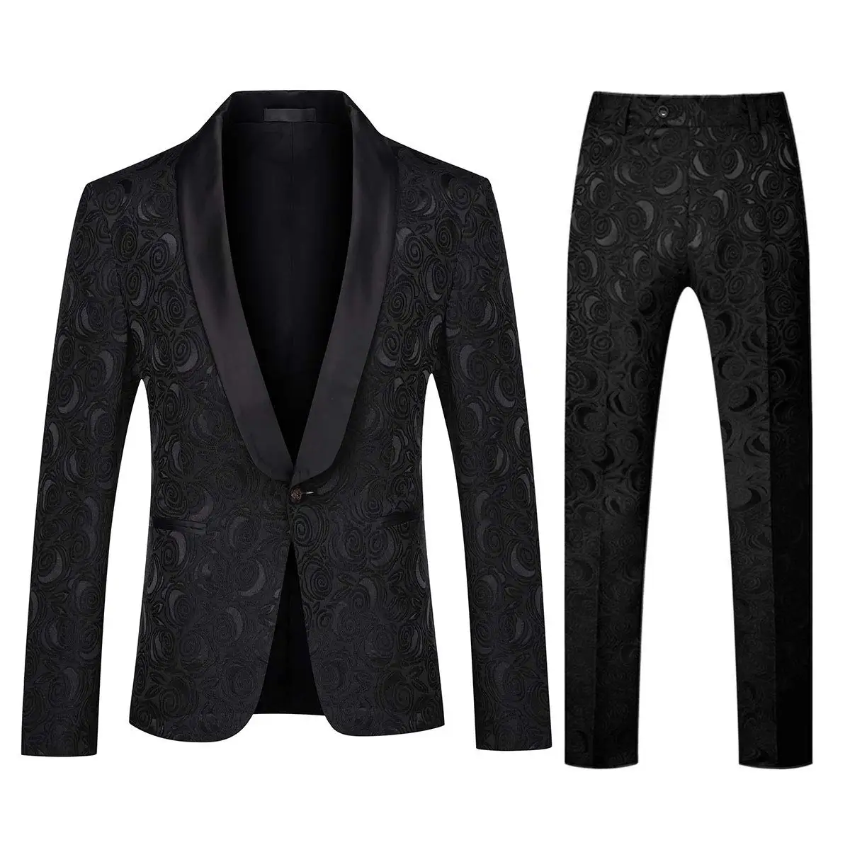 

Men's Suit Jacquard Shawl Lapel Slim Fit Jacket and Pants for Casual Daily