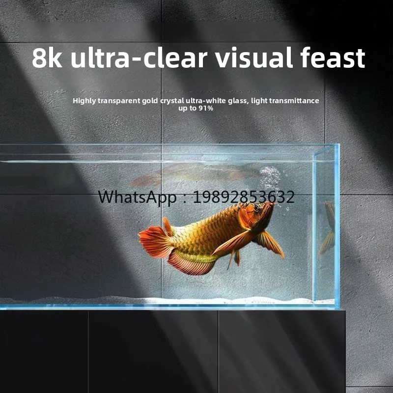 LYY Seafood Tank Golden Crystal Five-Line Ultra White Glass Fish Tank Ecological Landscaping Household Ornamental Fish Tank