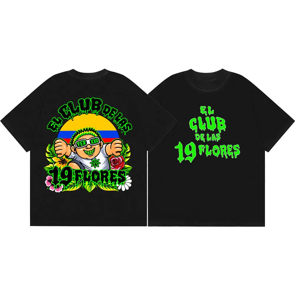 Feid El Club De Las 19 Flores Merch T Shirt Men Women Clothing Hip Hop Fashion T-shirt High Quality Cotton Short Sleeve T-shirts