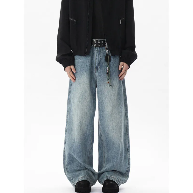 بنطلون جينز رجالي فضفاض مستقيم الساق من American Cleanfit متوسط الخصر وواسع الساق بنطلون مريح غير مكي #3