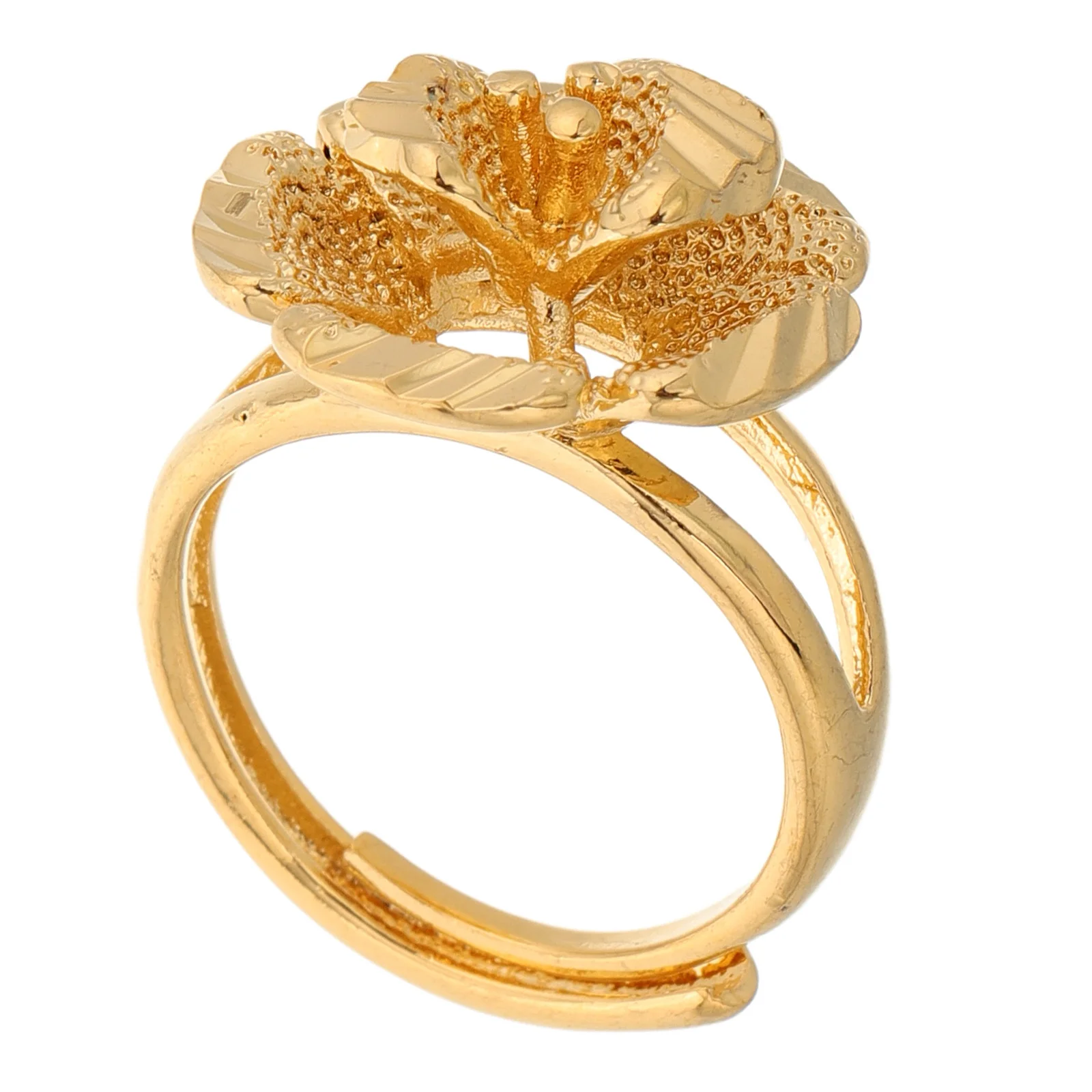Elegant Adjustable For Women Vintage Flower Ring Durable Copper Unique Jewelry Open Design Gift For Mom Retro Style