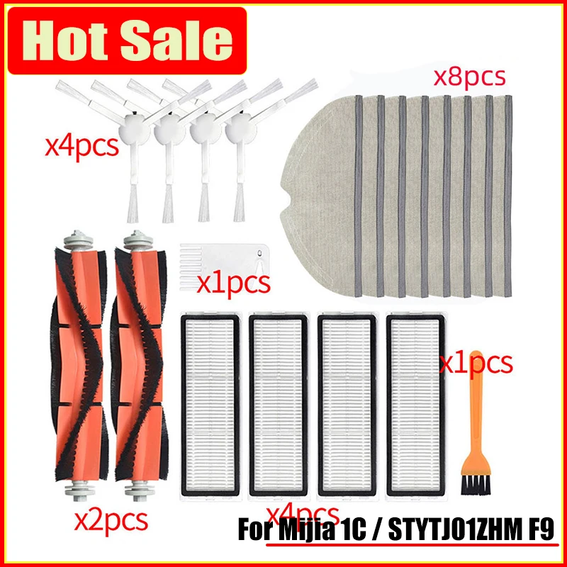Recambio de filtro Hepa para Xiaomi 1C Mijia 1C / STYTJ01ZHM SKV4093GL F9, caja de polvo, cubierta de cepillo lateral principal, almohadilla de trapo, piezas de repuesto