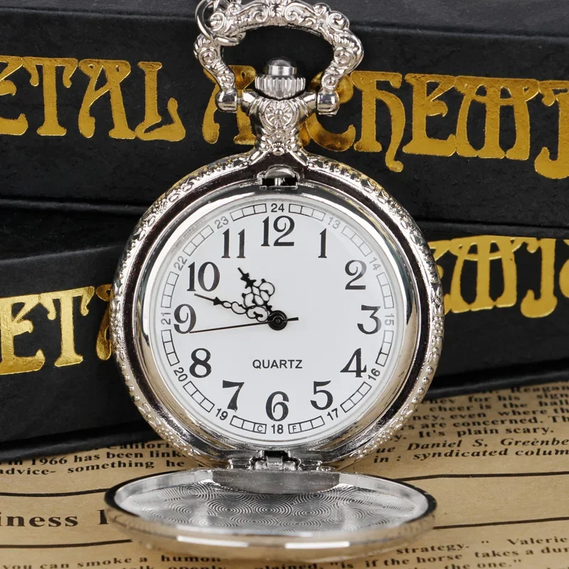 Silver Exquisite Truck Carved Quartz Pocket Watch Necklace Men Women Children Pendant Clothing Accessories