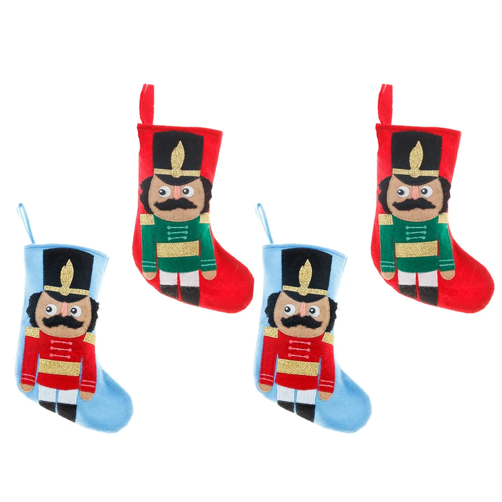 4 PCS Christmas Socks Stocking Pendants Stockings Candy Bag Xmas Storage Bags Felt Cloth Gift