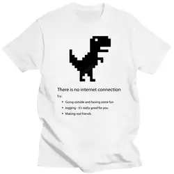 Mens Clothing Men'S No Internet Dino T Shirts Funny Chrome Dino Computer Offline Nerd Geek Programmer Clothing Fashion Gift Idea