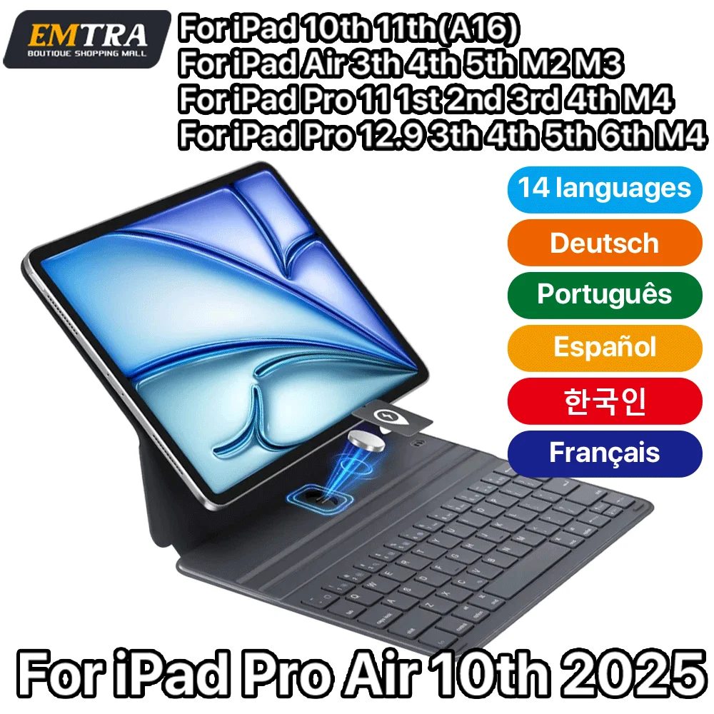 Magic Keyboard Magnetic Bluetooth Keyboard Wireless for IPad 11th 2025 Air 6 11in 13in for IPad Air 4 5 6 Pro 11 12.9 Case Stand