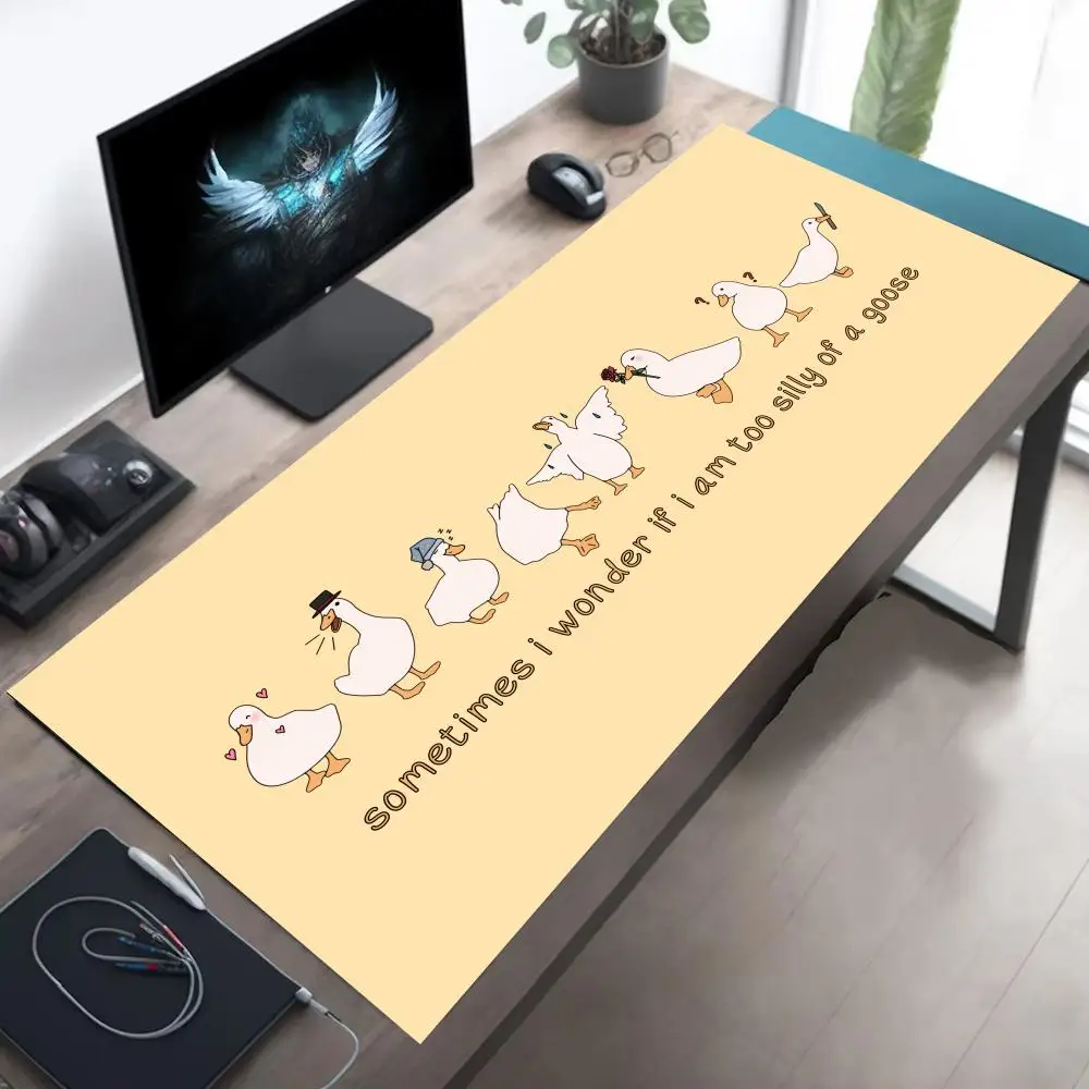 

Funny Goose Mouse Pad Large Computer Office Game Table Mat XXL Rubber Anti-slip Stitched Edges Keyboard Mats Washable Desk Pads