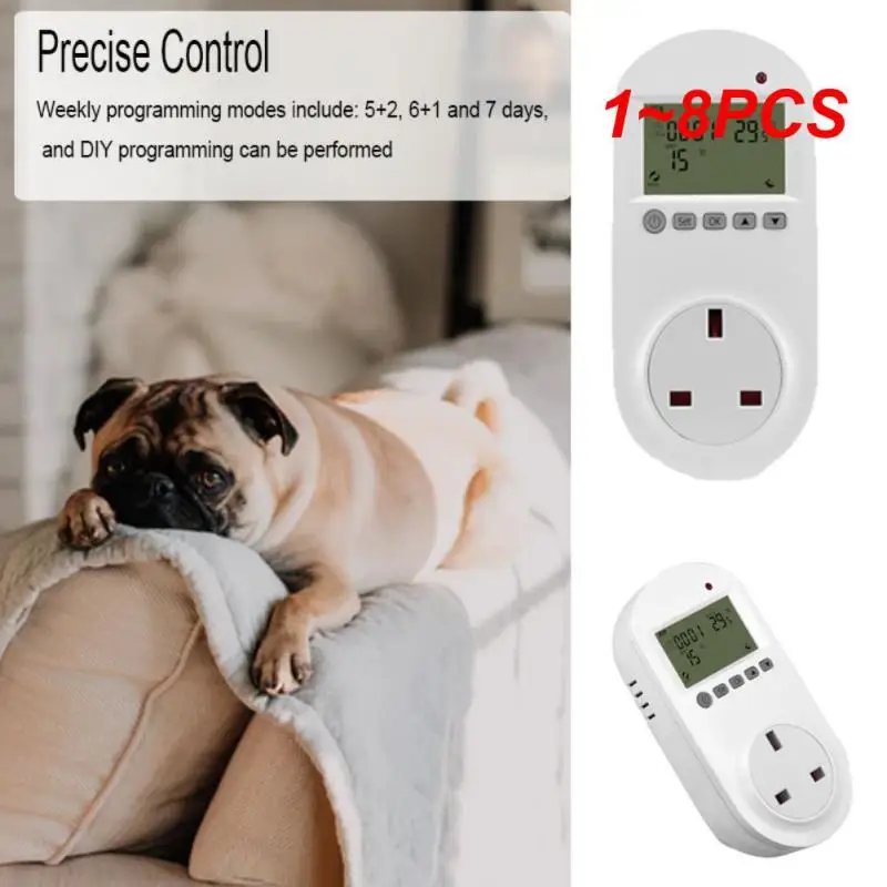 

1~8PCS Electric Floor Heating Plug Ntc Sensor Lcd Light Display 16a Programmable Tuya Support Voice Control Alexa Home