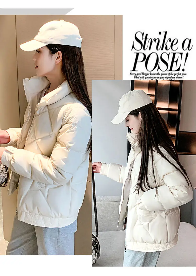 Winter Jacket Women's Stand collar Cotton Warm Coat Korean Loose Ladies Thicken Short Coat Solid Casual Student Jackets Female