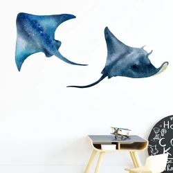 Cartoon Devil rays Manta Fish Wall Stickers for Home Bathroom Decor Art Nursery Decals Removable Murals Applicable to Tile Glass