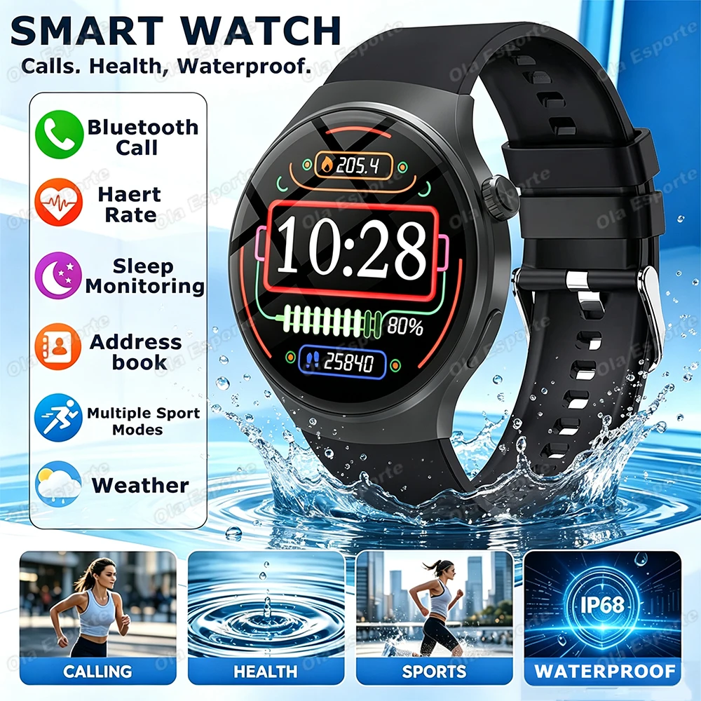 Neue Smartwatch für Damen mit Herzfrequenzmessung, Bluetooth-Anruffunktion, EKG, Gesundheitsüberwachung, Wetterfunktion, Outdoor-Sportfunktionen, 3ATM Wasserdichtigkeit, Modell HW12