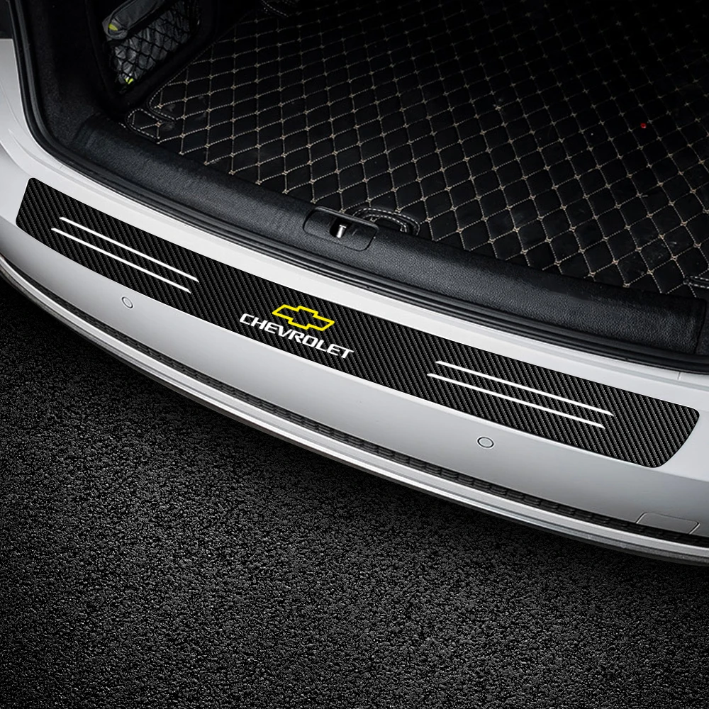 New Carbon Fiber Car Styling Trunk Load Edge Emblem Stickers For Chevrolet Captiva Sonic Spark Onix Aveo Orlando Sail Epica Volt