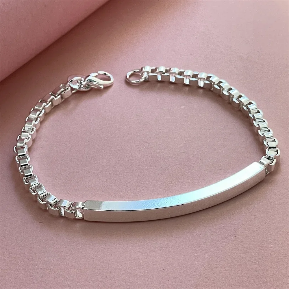 925 Sterling Silver Bracelet Chain Venetian Box Chain Fashion Design Product Fine Jewelry High Quality Men Wedding