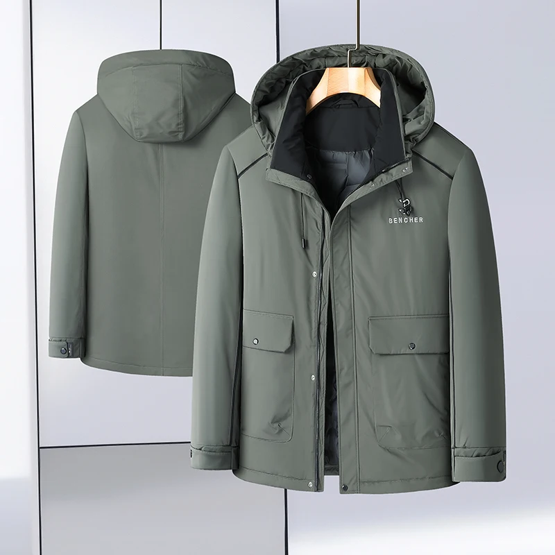 High Quality 2024 Winter Men's Warm Hooded Duck Down Jackets Business Casual Thick Puffer Coat Outwear Oversized Windproof Parka