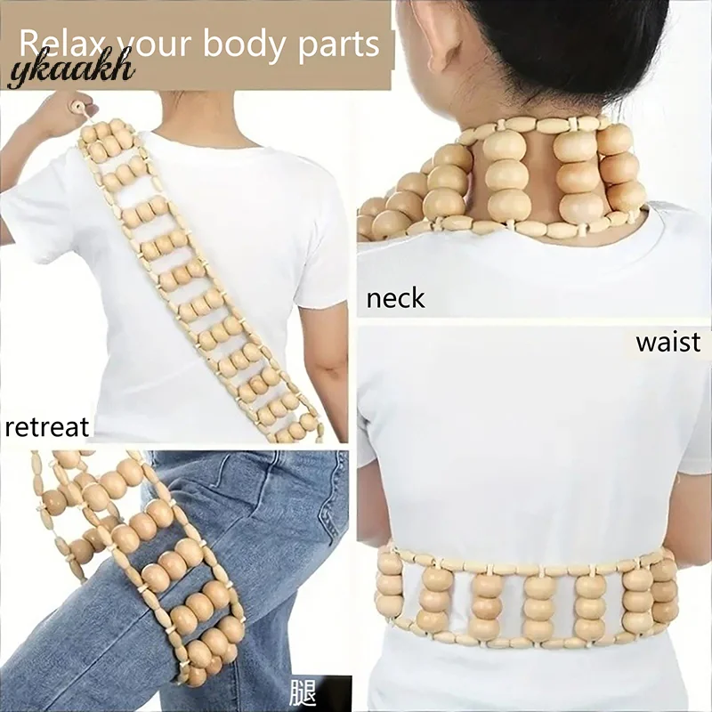 Strumenti per massaggio anticellulite con corda per massaggio alla schiena in legno Strumenti portatili per automasaggi per la cura del corpo del sollievo dal dolore muscolare della gamba del collo