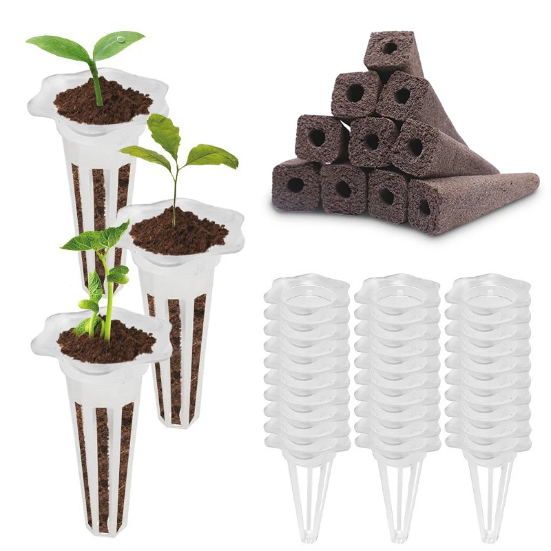 50Pcs Universal Plant Grow Basket Set For Aerogarden Plant Hydroponics Soilless Grow Sponges Seed Pods Garden Plant Basket