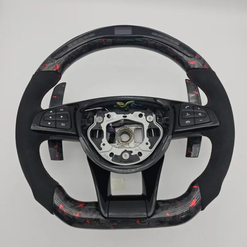 

LED Black Suede Forged Carbon Fiber Steering Wheel for Mercedes-Benz E320 E260 E400 E200 E300 E350 E43 E63 E53 E500 W205 C63