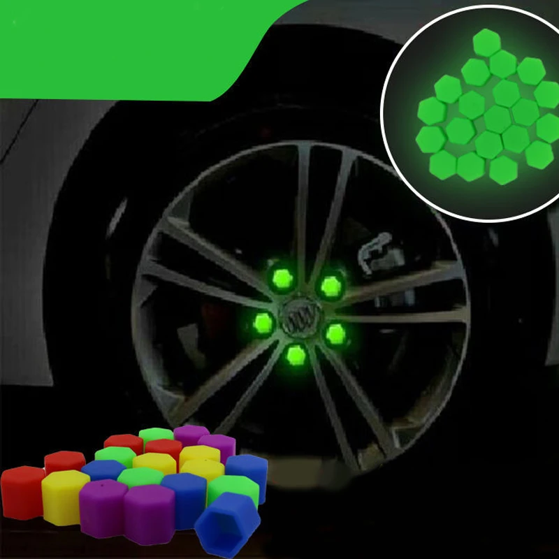 

20Pcs 17/19/21mm Silicone Hexagonal Socket CapsLuminous Car Wheel Lug Nuts Silicone Screw Caps Tyre Nut Bolt Exterior Decoration