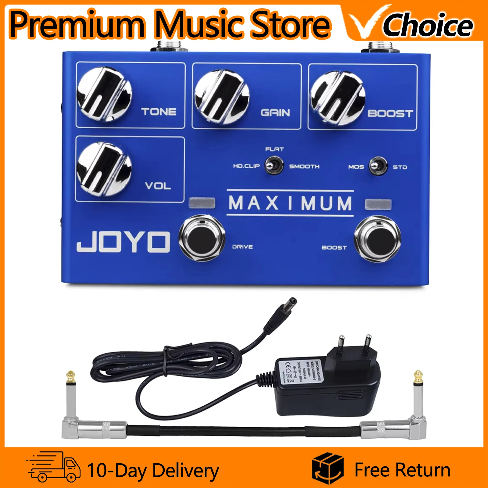 

JOYO Guitar Effect Pedal R-05 MAXIMUM Overdrive Effect Clean Tone without Compression Wild Tone Long Sustain Overdrive Pedal