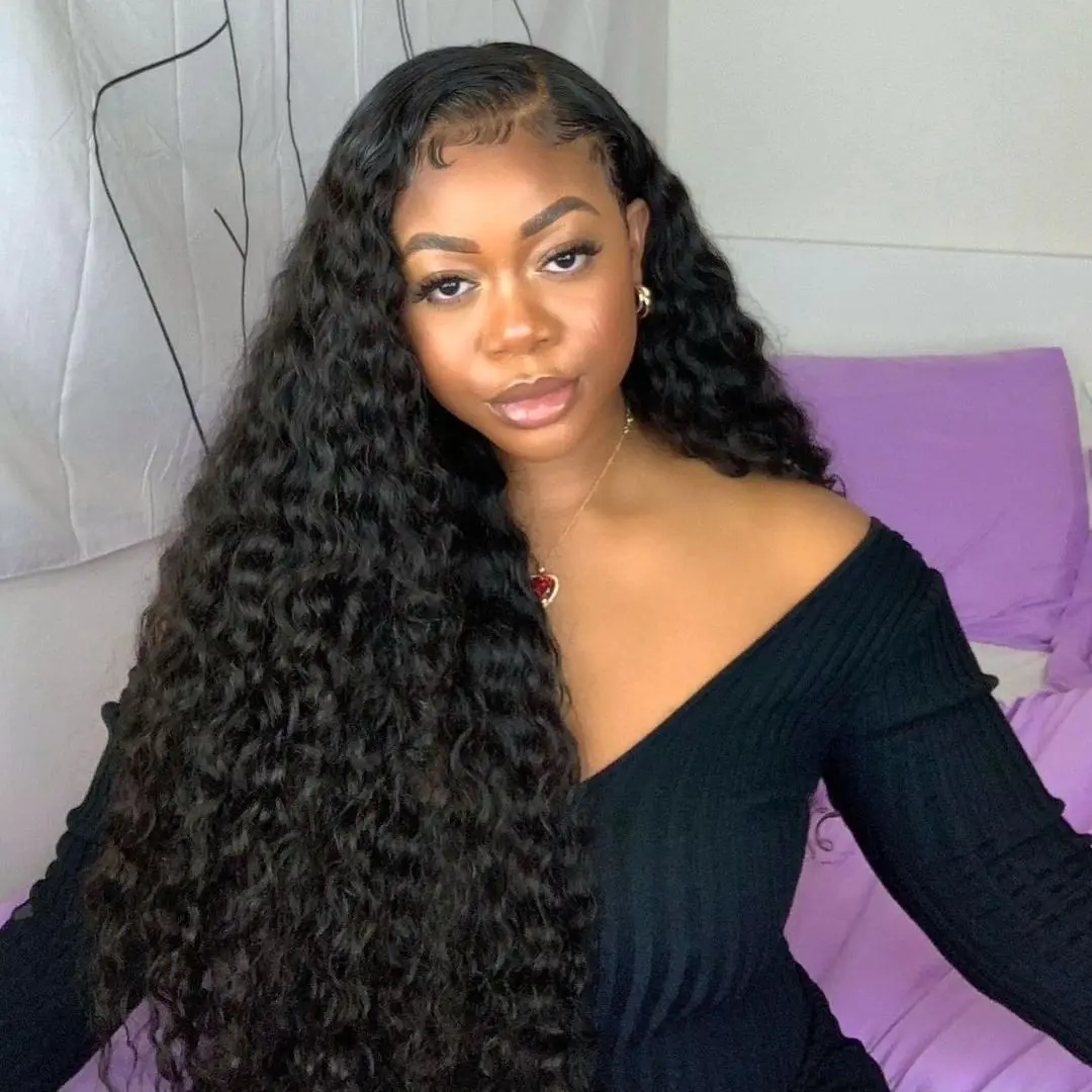 250% 40 Inch Transparent 13x6 Lace Frontal Wig Pre Plucked with Baby Hair Deep Part Curly 13x4 Lace Front Wigs Human Hair