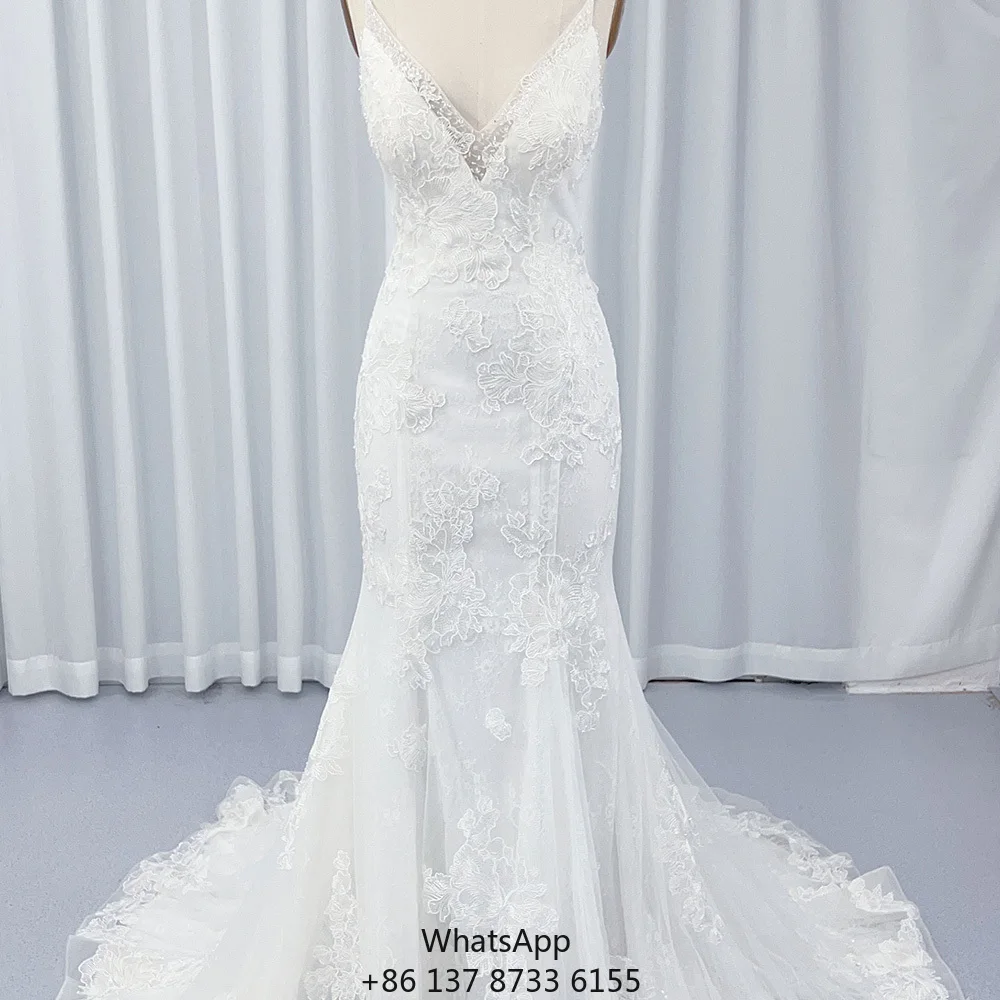 

Современные свадебные платья HX63 в стиле русалка: простые, изящные, на тонких бретелях, с пуговицами, пайетками, кружевом и кристаллами, длиной в пол