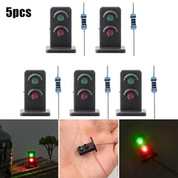 5Pcs OO HO Gauge 1:87 20mm Sand Table Model Traffic Light Train Street Layout Light LED Green Red Dwarf Signals Lampposts
