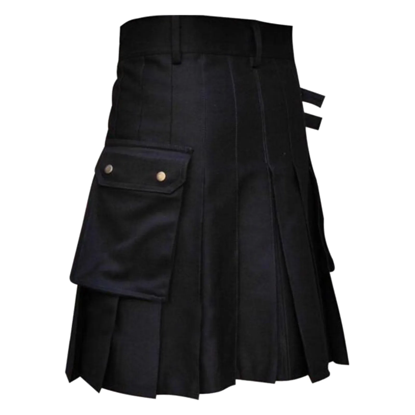 Male Half Body Skirt Vintage Kilt Scotland Gothic Punk Fashion Pocket Skirts Scottish Clothing Casual Autumn New Male Streetwear