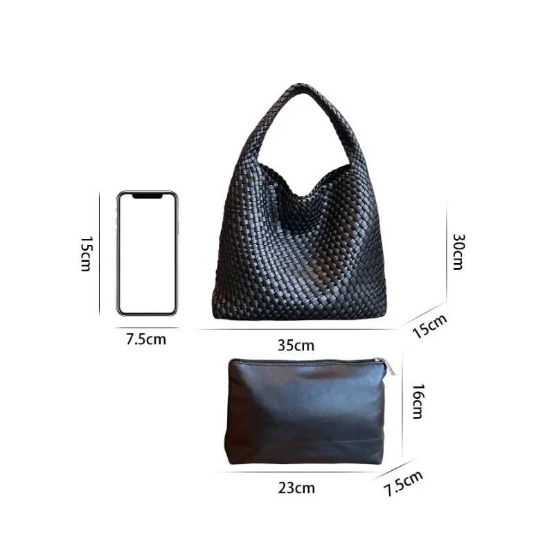 New fashionable handbag with niche design woven handbag bucket bag, single shoulder armpit bag, simple retro style bag