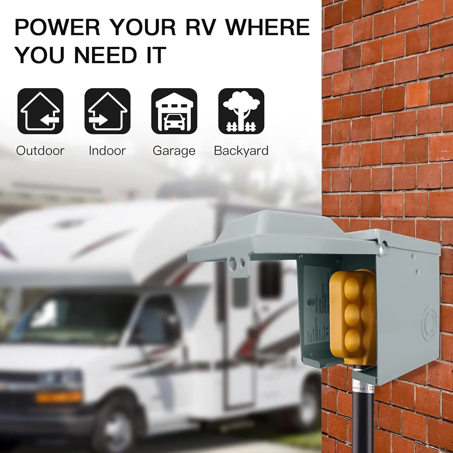 

30/50 Amp 125/250 Volt RV Power Outlet Box, Enclosed Lockable Weatherproof Outdoor Electrical Receptacle Panel,