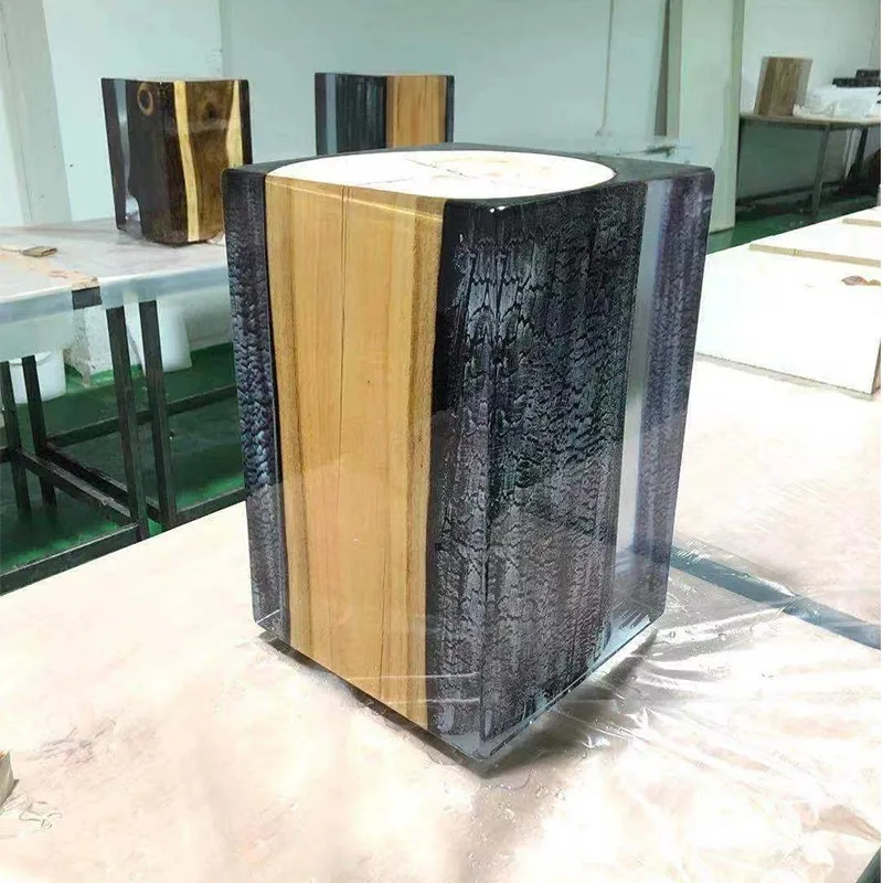 Stool transparent log tea stool ornament acrylic soft seat stool wooden pier edge few chairs