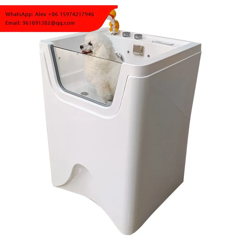 New Arrival Ozone Professional Pet Dogs Wash Grooming Jacuzzier Acrylic LED Bath Tub Freestanding Massage Pet Spa Bathtub
