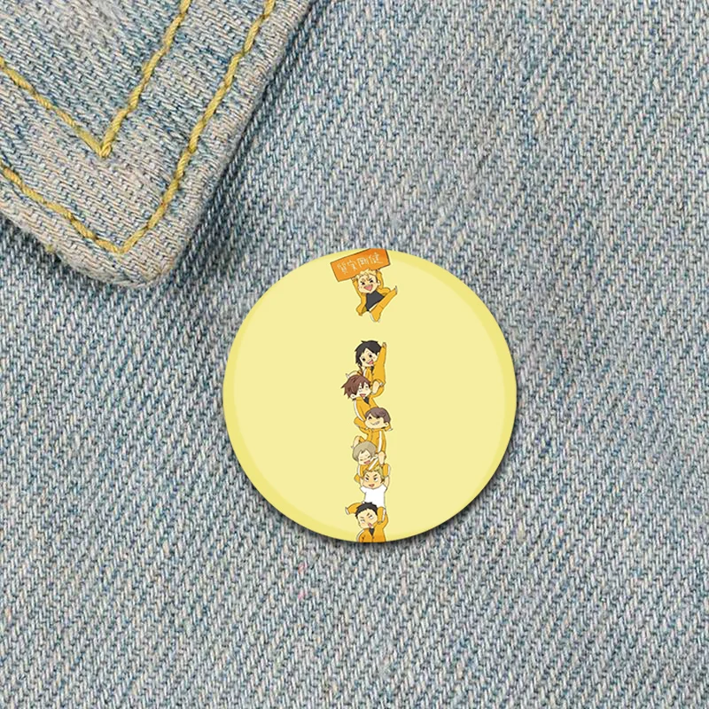 Anime Haikyuu!! Brooches Round HD Print Handmade Pins Shoyo Hinata/Tobio Kageyama/Daichi Sawamura/sugawara Koushi Cartoon Badge - Image 3