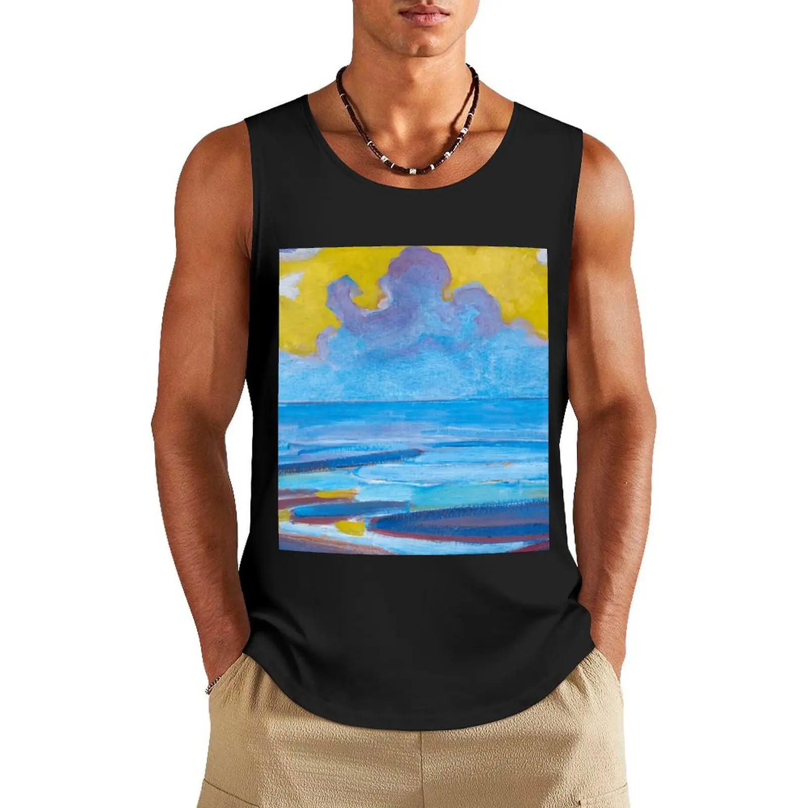 By the Sea (1909) by Piet Mondrian Tank Top clothes for men Gym man Sleeveless T-shirt