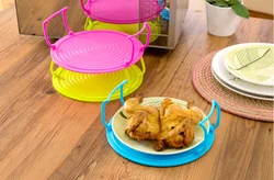 Microwave Plastic Stand Multifunctional Stacker Rack Kitchen Plate Shelf Mini Desk Heating Food Tray Cookware Inserts