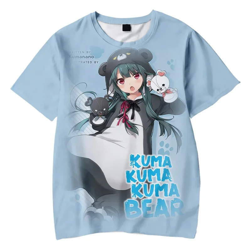 Anime Kuma Kuma Kuma Urso 3D Impresso Camisetas Mulheres Homens O-pescoço Manga Curta Camiseta Casual Streetwear Roupas de Verão
