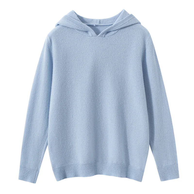 Boy Girl Hooded Pullover 100% Merino Wool Sweater Children's Autumn Winter Basic Tops Kids Casual Long Sleeve Soft Warm Knitwear view 4