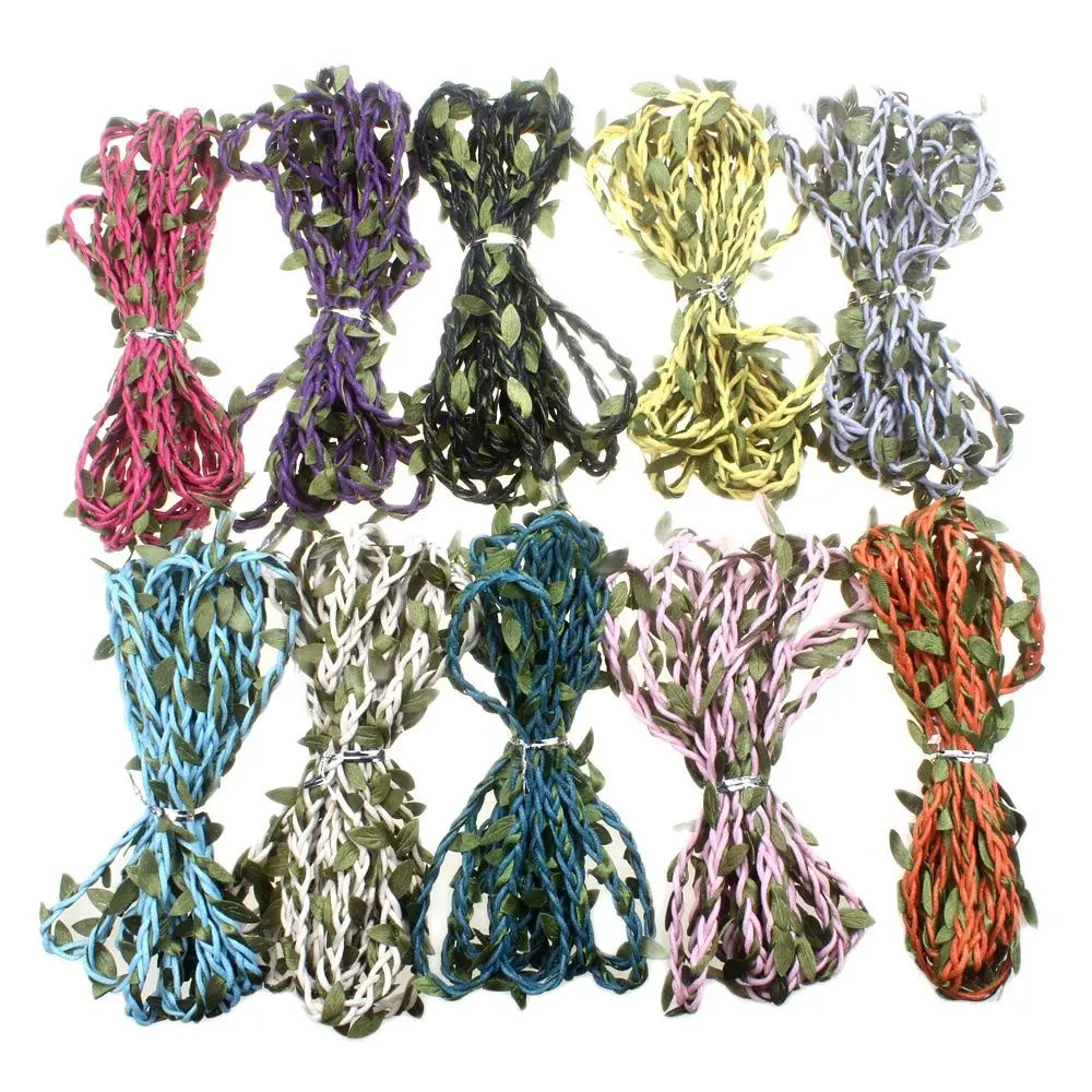 

2/5/10/20M Simulated Green Leaf Textile Wax Thread Hemp Rope DIY Wedding Decoration Home Party Wall Decoration Fake Plants