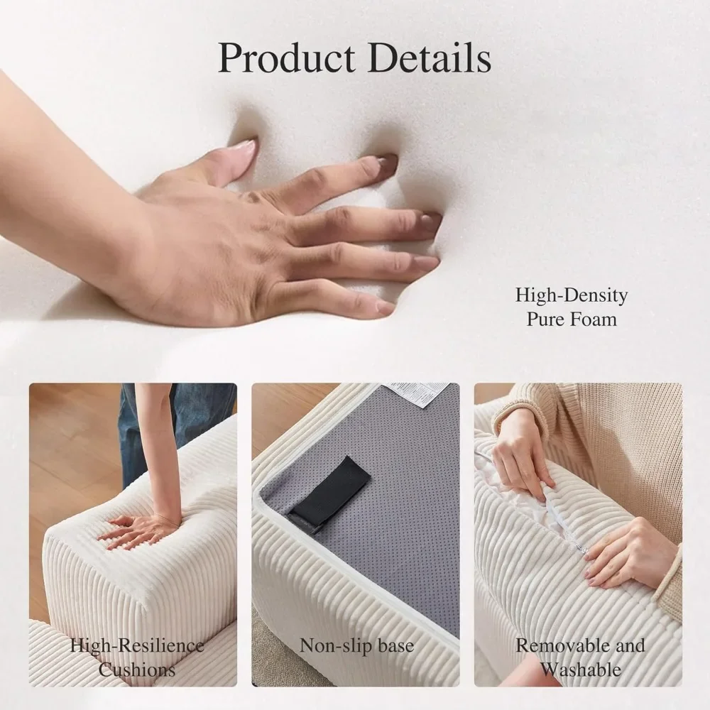 أريكة سحابة مقطعية، أريكة حديثة على شكل حرف L، أريكة مضغوطة من إسفنج الذاكرة، أريكة بدون عظم مثالية لغرف المعيشة أ #4