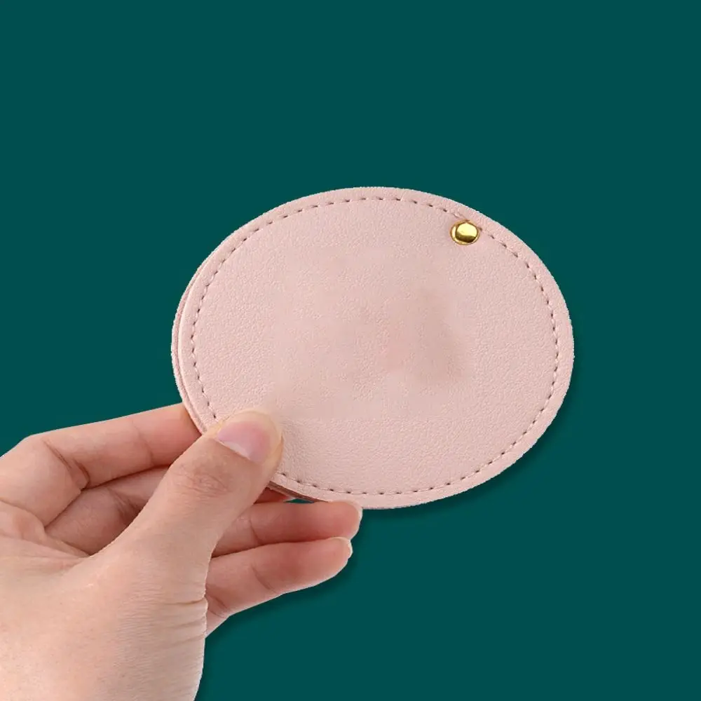 Portable Round Leather Rotating Mirror 360 Degree Rotation No Deformation Round Beauty Mirror Mini Folding Pocket Mirror Desktop