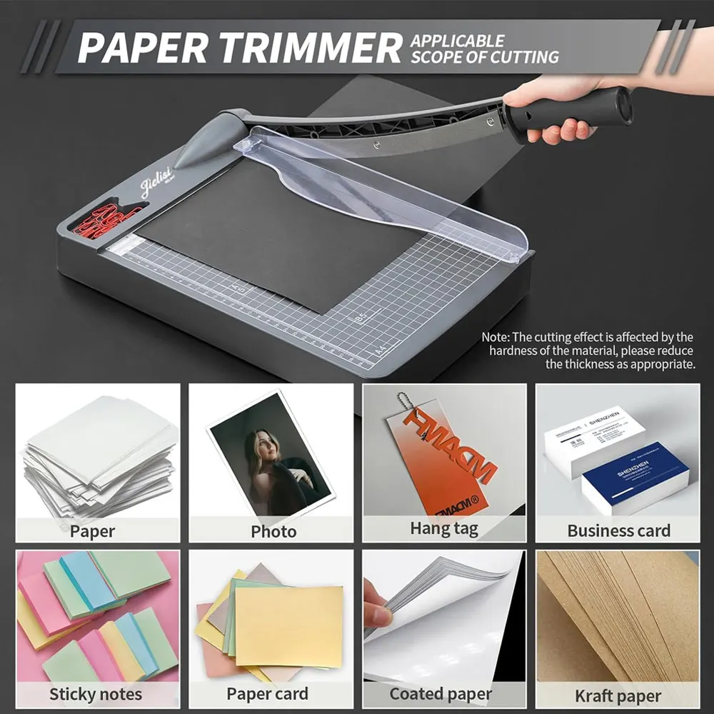 قاطعة ورق مقاس A4 مزودة بشفرة دقيقة وقاعدة PVC وسعة 16 ورقة مناسبة للبطاقات والصور والملصقات. #6