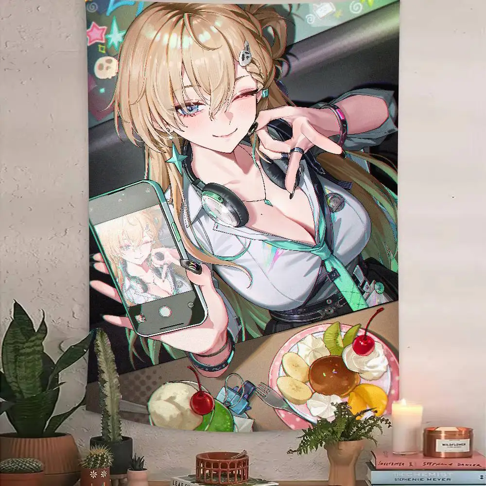 

Cute Kawaii Hot Lynae Fashion Video Gaming Wu WA Tapestry Living Room Bedroom Gamer Room Decoration Large Luxury Tapestry